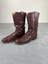 Vintage Justin Boots Womens 5.5B Burgundy L 3068 Classic Roper Western Cowboy
