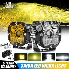 Auxbeam 3inch Laser Led Work Lights Pods Offroad Driving Fog Lights White Amber