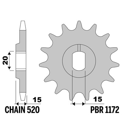 MOTORRAD MORINI EXCALIBUR 350 1988-1995 Ritzel PBR Schritt 520 14 Zähne