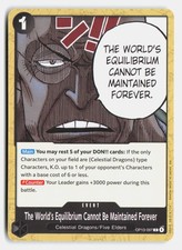 The World's Equilibrium Cannot Be Maintained Forever OP13-097