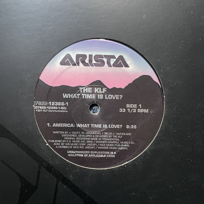 THE KLF - America: What Time is Love? - 3 track  12'' vinyl single - PROMO