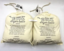 2 X New Trader Joe's Wool Dryer Balls New Zealand Wool Unscented  4 ct in a Bag