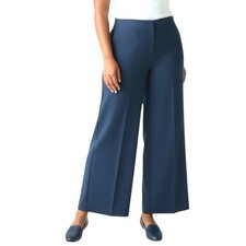 Nine West wide leg Cropped Dress Pants Cobalt Blue Side zip Women Plus 16 Career