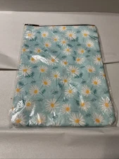 Book Sleeve Pouch With Zipper Canvas with Zipper Light Blue With Daisies Sealed