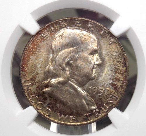1957 "D" Franklin Half Dollar 50c NGC MS65 FBL #005 *FULL BELL LINES* Gem ECC&C