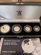 Royal Mint 2005 Britannia Collection Four-Coin Silver Proof Set, Boxed With COA