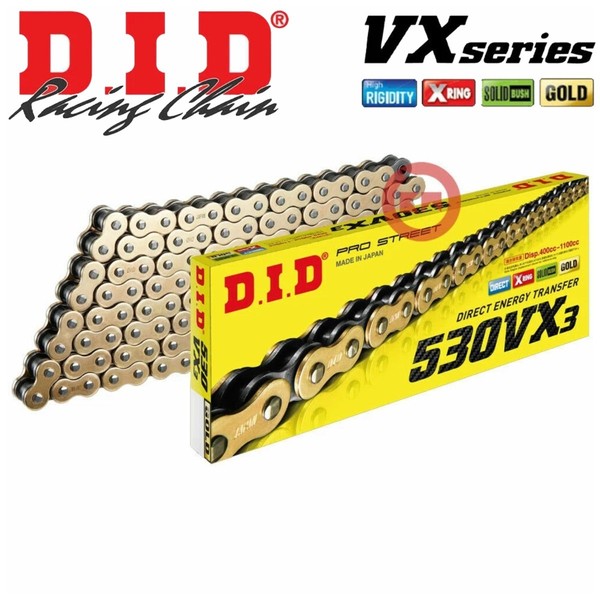 Kette Did 530Vx3 110 Glieder Gold&Schwarz Yamaha Fzr Genesis 1000 1987-1988-image