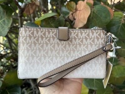 Michael Kors Jet Set Travel Large Double Zip Wallet MK Ombré Husk