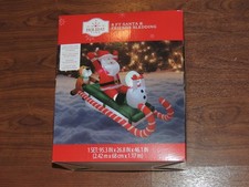 New - Holiday Time - 8 Ft Santa  Friends Sledding - Christmas Inflatable Decor