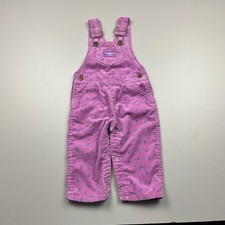 OshKosh B'gosh Corduroy Overalls Kids 24 Months Purple Floral Vintage USA Made