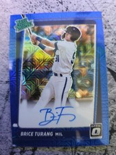 Brice Turang 2021 Optic Auto #'d 13/65 Blue Rated Prospect Autograph Brewers 