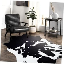 Cowhide Rug - 5.2x4.6 ft Black Cow Hide M ( 4.6X5.2 ft ) Black Cowhide Rug