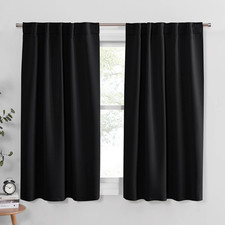 PONY DANCE Short Blackout Curtains 45 Inch Long - Thermal Insulated Black
