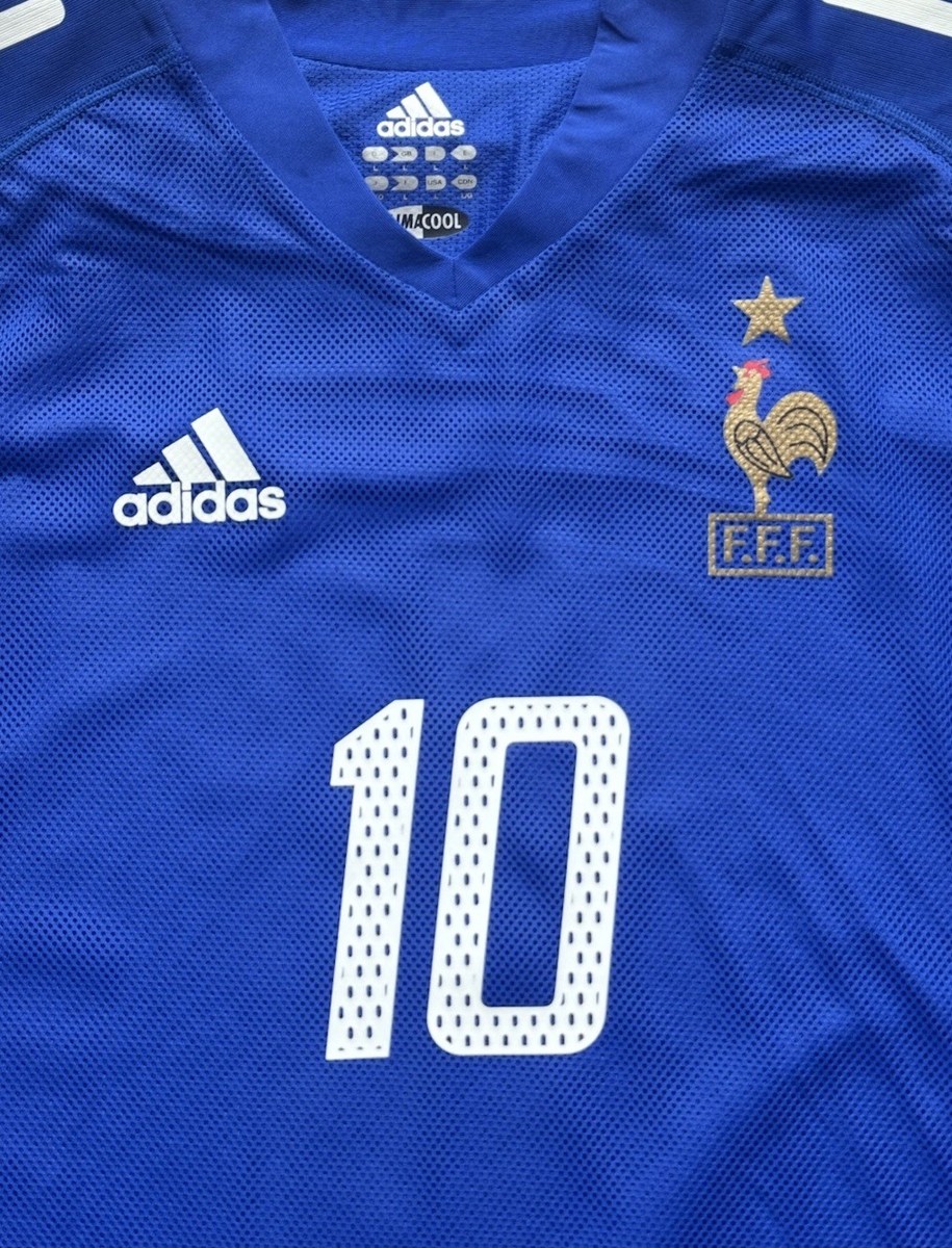 2002 France Authentic Home Jersey #10 Zidane Large adidas World