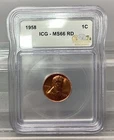 1958 Lincoln Wheat Cent Penny - ICG - MS 66 RD
