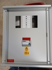 Three Phase 4 way (12 single pole ways) Distribution Board. 100Amp RCD Main Swit