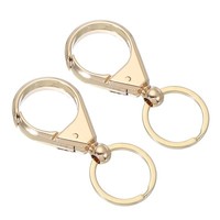 2Pcs Auto SchlüSselanhäNger Metall SchlüSselhalter Mit Ring Gold