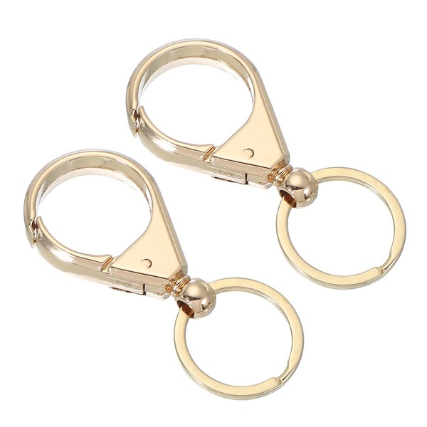 2Pcs Auto SchlüSselanhäNger Metall SchlüSselhalter Mit Ring Gold-image