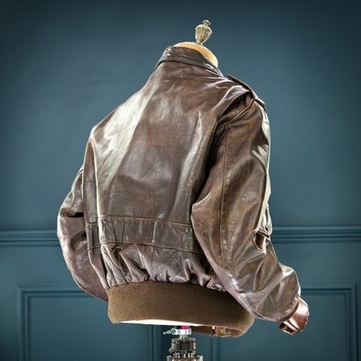 Vintage 1980s Schott 184SM A2 Brown Flight Bomber Aviator Leather