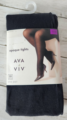 AVA & VIV Opaque Tights Plus 3X/4X Ebony 50 Denier NOS READ
