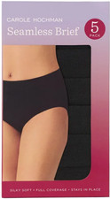 Carole Hochman Seamless Brief 5-Pack Women's Underwear Size Large Black
