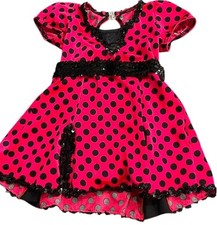 A Wish Come True Girls Red Black Polka Dot Dance Costume Dress Sz 5-7 USA