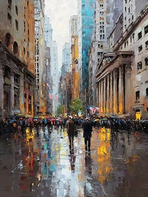 New York Wall Street Ansicht Druck ungerahmt Leinwand Wandbild 30 x 40 cm