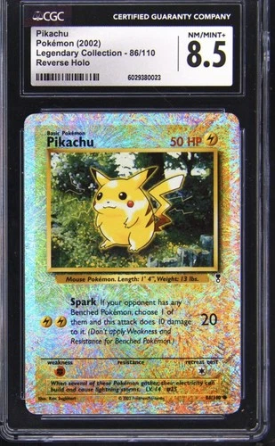 2002 Pokemon Legendary Collection Reverse Holo Pikachu 86/110 CGC 8.5 ON FIRE 🔥