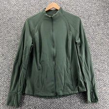Avia Running Jacket Active Green Womens L 12-14 Full Zip Stretch Thumb Holes