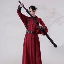 Round Neck Hanfu Robe Couples Men Women Tang Dynasty Clothes for Costume Cosplay