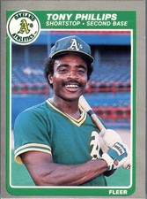 1985 Fleer Tony Phillips #433 RC Rookie Oakland Athletics A's MLB Baseball Card. rookie card picture