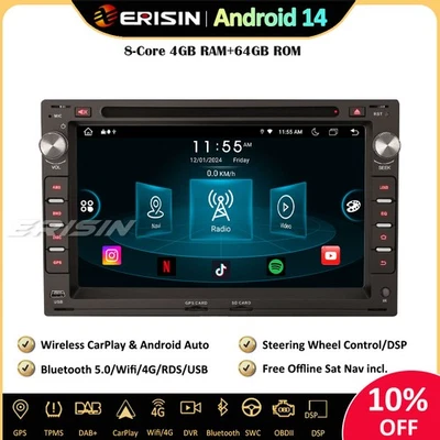 8 Cœurs DAB+Android 14 Autoradio GPS for VW Golf Passat T5 Multivan Peugeot 307 - Photo 1/4
