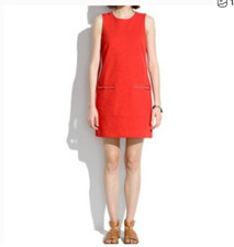 MADEWELL Womens Orange/Red Persimmon Dress Shift Sleeveless zip pockets - SIZE M