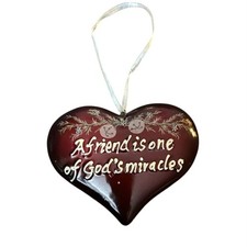 Heart-Shaped Resin Ornament    A Friend is One of God  s Miracles  