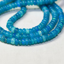 Natural Blue Ethiopian Opal Rondelle Beads 4  5mm Size 16 Inch Strand Gemstone