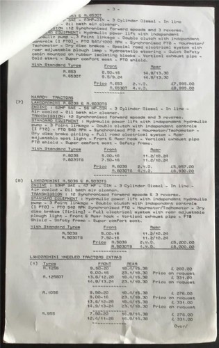 Lista de precios 1979 Lamborghini Tractor Range - Imagen 2 de 2
