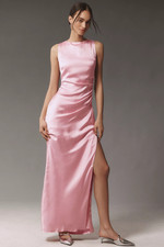 BHLDN Emma High-Neck Satin Maxi Gown - Ship From US