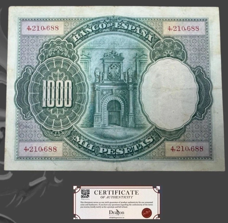 España 1000 Pesetas 1925 Busto del Rey Carlos I XF+ Foto 2 de 4