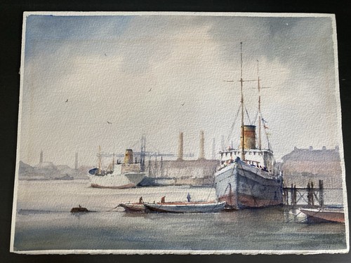 Nautical Sidney Cardew Painting Vintage Original Marine Watercolor Signed - Picture 11 of 12