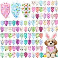 100 Pcs Easter Dog Bandanas Bulk Bunny Eggs Bandanas for Dogs Triangle Kerchi...