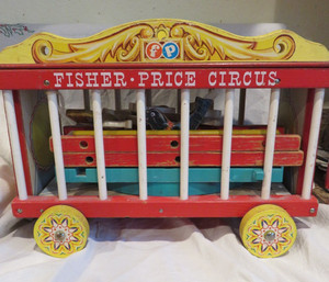 Vintage 1960s Fisher Price Circus Wagon Wooden Incomplete