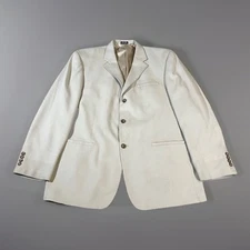Geoffrey Beene Blazer Men’s 46R Beige 100% Silk Sport Suit Jacket Coat