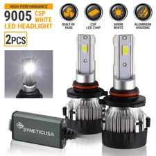 Syneticusa 9005 HB3 CSP LED Headlight Bulbs 6000K White Light Kit Bracket Rotate