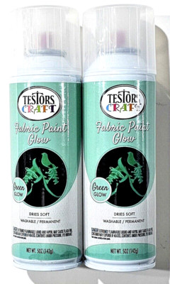 2 Pack Testors Craft Fabric Paint Green Glow Dries Soft Washable Permanent 5oz