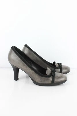 SAN MARINA Escarpins cuir gris et noir T 38 --> 39 Très bon état - Photo 1/4