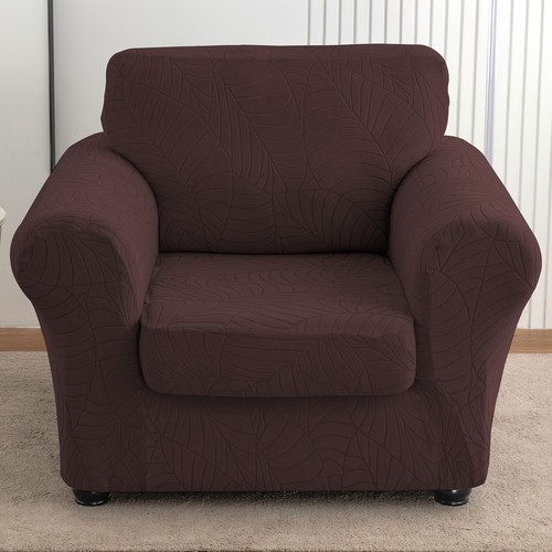 Waterproof leaf pattern jacquard stretch armchair cover with cushion cover - Picture 19 of 20