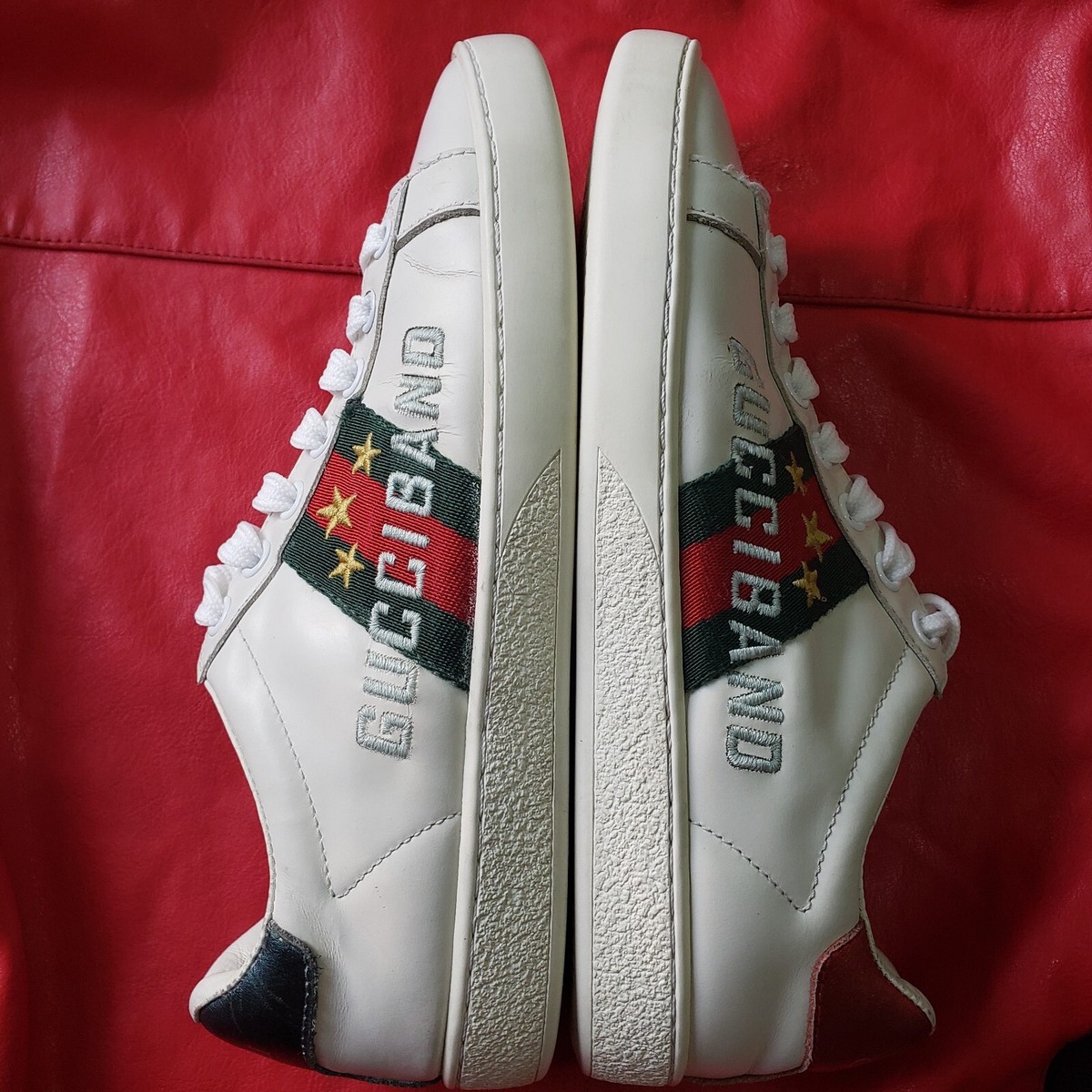 【GUCCI】Ace Web Sneakers/追跡+関税+全国送料込み Gucci Ace Web Gucci Band white leather Low Top Sneakers Size