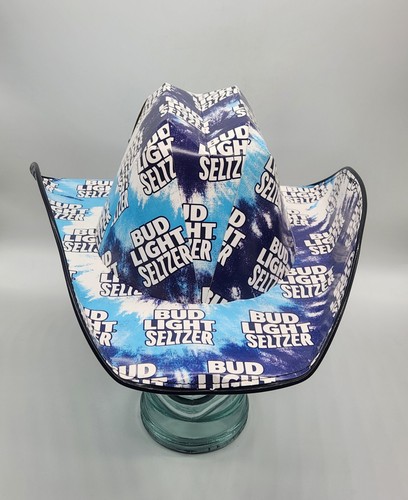 Bud Light Cowboy Hat Made from Recycled Budlight seltzer Beer Boxes Blue,White - Picture 16 of 18