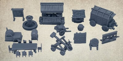 Tabletop Zubehör Mittelalter Brunnen Markt Katapult Barriere 32mm -zur Auswahl-