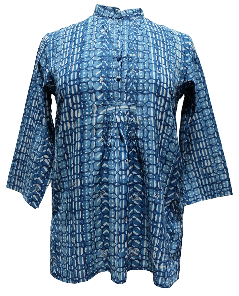 Anokhi smock blouse - Paladio Indigo - 100% cotton - Hand Block